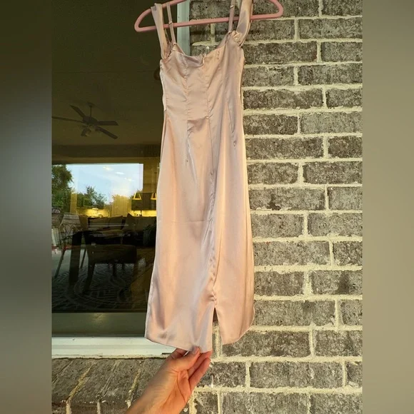 Oh Polly Pink Satin Cowl Neck Dress - Picture 8 of 11